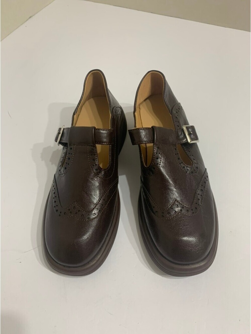 Brown Mary Jane Brogue Shoes EU 37 – New Without Tags